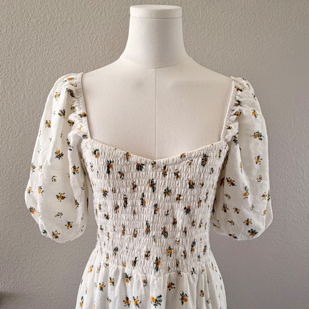 Faithfull The Brand Gianna Midi Dress Floral Cottagecore Puff Sleeve XS - Picture 5 of 15